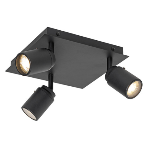 Moderní koupelnové bodové světlo černé čtvercové 3-světlo IP44 - Ducha QAZQA