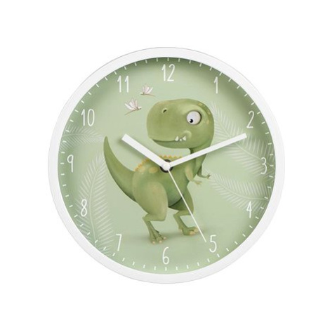 HAMA Happy Dino, dětské nástěnné hodiny, průměr 25 cm, tichý chod