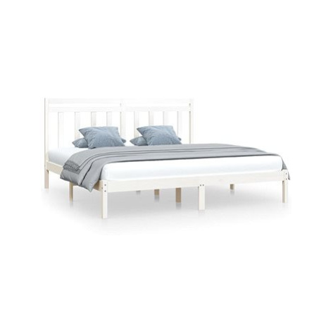 Rám postele bílý masivní dřevo 200 × 200 cm, 3105271 SHUMEE