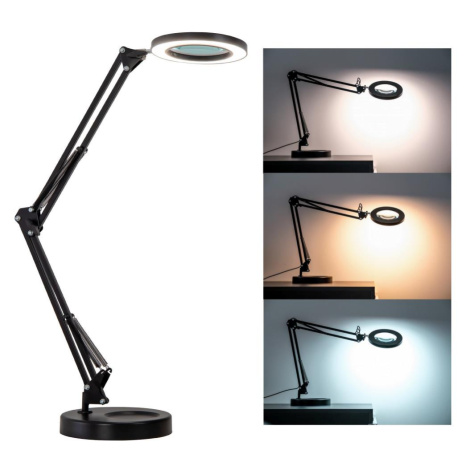 Brilagi Brilagi - LED Stmívatelná stolní lampa s lupou LED/12W/5V 3000/4200/6000K černá