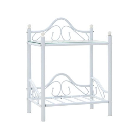 SHUMEE Noční stolek z oceli a tvrzeného skla 45 × 30,5 × 60 cm bílý, 246728
