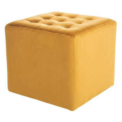 Hořčicový taburet LORI VELVET