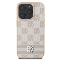 Zadní kryt DKNY PU Leather Checkered Pattern and Stripe pro Apple iPhone 16 Pro, růžová