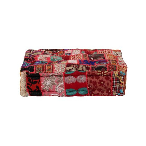 Sedací puf patchwork čtverec ručně vyrobený 50x50x12 cm červený SHUMEE