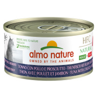 Výhodné balení Almo Nature HFC Natural Made in Italy 12 x 70 g - tuňák, kuřecí, šunka