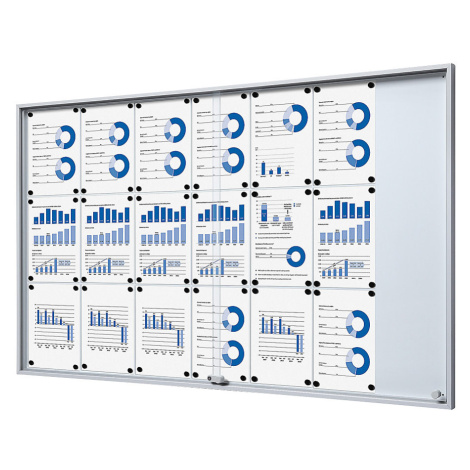eurokraft pro Informační skříňka s posuvnými dveřmi, vnější š x v x h 1566 x 947 x 50 mm, kovová