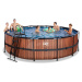 Bazén s pískovou filtrací Wood pool Exit Toys kruhový ocelová konstrukce 488*122 cm hnědý od 6 l