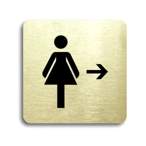 Accept Piktogram "WC ženy vpravo" (80 × 80 mm) (zlatá tabulka - černý tisk bez rámečku)