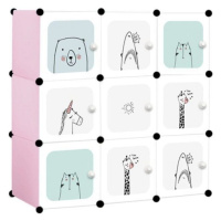 ECO TOYS Modulační skříň/regál na hračky Eco Toys zvířátka - bílá/mátová/růžová