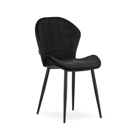 TEXTILOMANIE Černá sametová židle Terni s černými nohami
