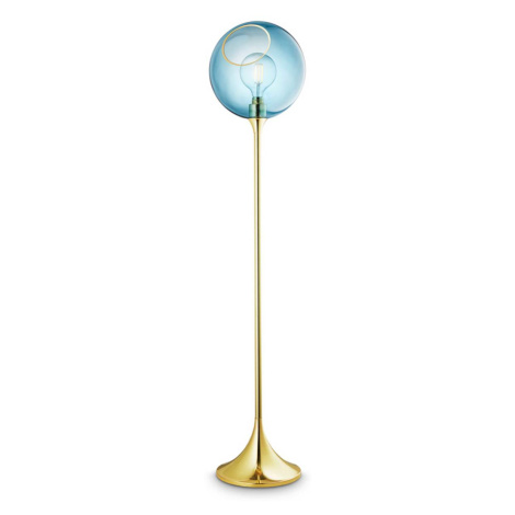 DESIGN BY US Stojací lampa Ballroom, modrá, sklo, ručně foukané, stmívatelné