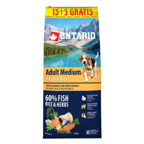 Ontario Adult Medium Fish & Rice 15+5kg zdarma