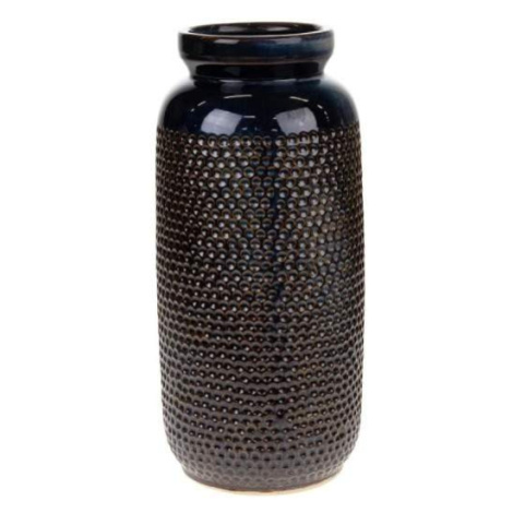 Váza kulatá keramická s tečkovým reliéfem černá 32cm Dijk
