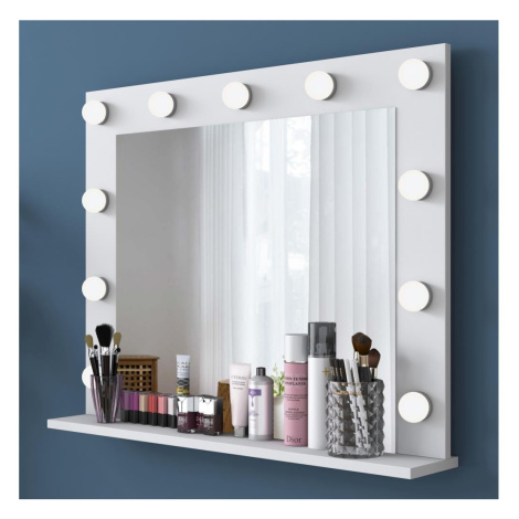 Nástěnné zrcadlo s policí RANI 90x71,8 cm bílá Donoci