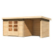 Dřevěný domek KARIBU BASTRUP 3 + přístavek 200 cm včetně zadní a boční stěny (73330) natur LG294