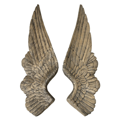 Estila Vintage nástěnná dekorace andělská křídla (2 ks) ve starozlaté barvě