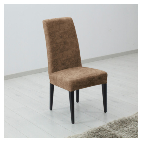Potah elastický na celou židli, komplet 2 ks Estivella odolný proti skvrnám, světle hnědý FORBYT