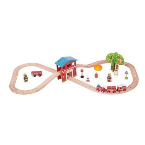 Bigjigs Rail Dřevěná vláčkodráha hasičská stanice