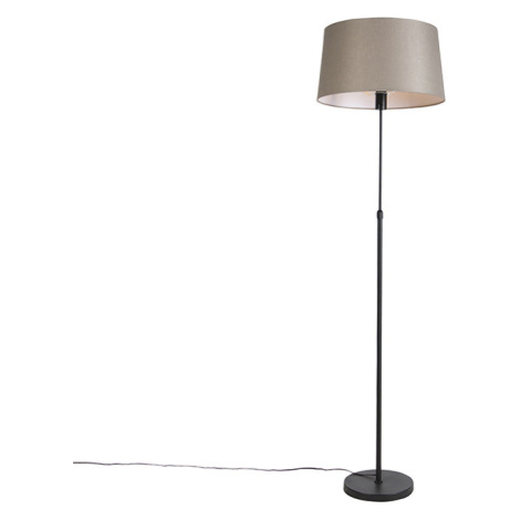 Stojací lampa černá s odstínem taupe lnu nastavitelná 45 cm - Parte QAZQA