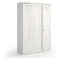 Estila Klasická moderní vysoká šatní skříň Amberes s tříkřídlými dveřmi z borovicového masivu 24