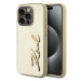 Karl Lagerfeld Wrinkled PU Signature Logo Zadní Kryt pro iPhone 15 Pro Max Gold