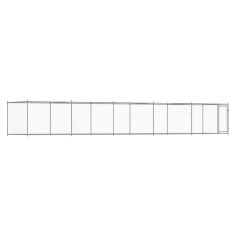 vidaXL Klec pro psy s dvířky šedá 10 x 2 x 1,5 m pozinkovaná ocel