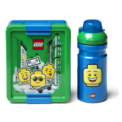 Lego® iconic boy svačinový set (láhev a box) modrá/zelená