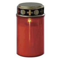 EMOS LED hřbitovní svíčka červená, 2x C, venkovní i vnitřní, teplá bílá, časovač