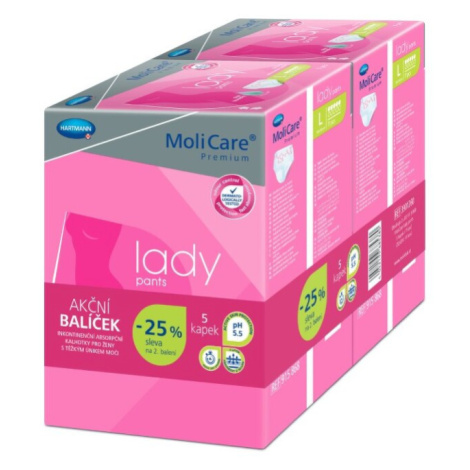 KALHOTKY NAVLÉKACÍ MOLICARE LADY PANTS 5 KAPEK L BOKY 100-150CM, 844ML, 2x7KS