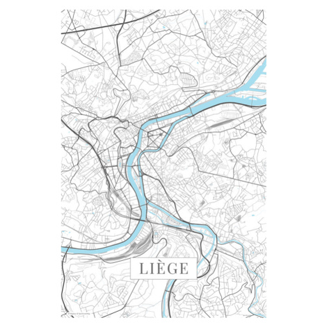 Mapa Liege white, (26.7 x 40 cm)
