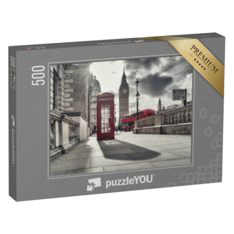 puzzle 500 dílků „Červená telefonní budka a Big Ben, Londýn, Anglie“