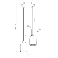 TK Lighting Skleněné závěsné světlo Satipo, 3 zdroje, jantar