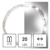 Vánoční osvětlení EMOS D3AC07 ZY1950 20LED nano řetěz stříbrný 1,9m 2xAA studená bílá s časovače