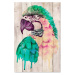 Nástěnná dekorace z borovicového dřeva Madre Selva Watercolor Parrot, 60 x 40 cm