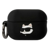 Pouzdro Karl Lagerfeld AirPods Pro 2 cover black Silicone Choupette Head 3D (KLAP2RUNCHK)