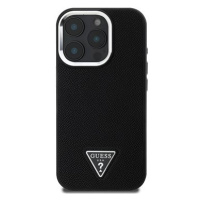 Guess PU Grained Triangle Logo Zadní Kryt pro iPhone 16 Pro Black