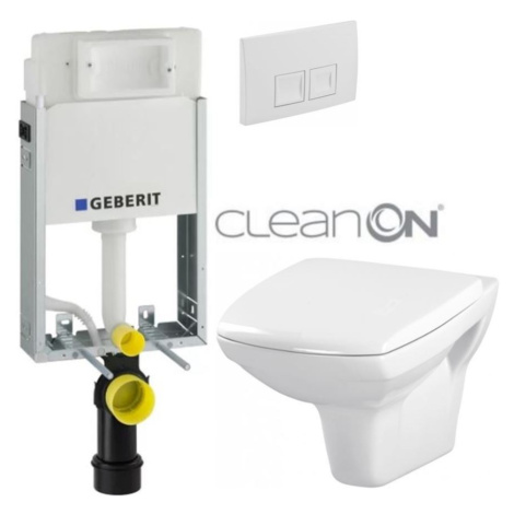 GEBERIT KOMBIFIXBasic vč. bílého tlačítka DELTA 50 + WC CERSANIT CLEANON CARINA + SEDÁTKO 110.10