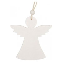 Anděl dřevěný bílý, 9 cm 2 ks, na zavěšení  Anděl Přerov s.r.o.