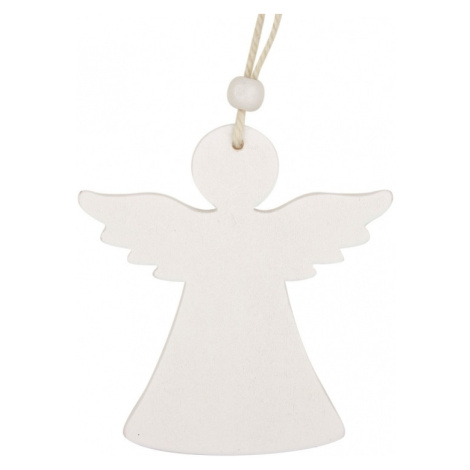 Anděl dřevěný bílý, 9 cm 2 ks, na zavěšení  Anděl Přerov s.r.o.