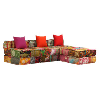 vidaXL 3místný modulární pouf patchwork textil