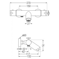 MEXEN/S Tord sprchový sloup včetně vanové termostatické baterie Kai, chrom 77300200-00