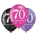 Balónky latexové Sparkling Happy Birthday růžové "70" 27,5 cm 6 ks