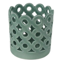 Svícen válcový porcelánový na čajovku s kolečky zelený 11cm