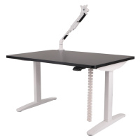 Grospol - Set: Psací stůl Alto 102 White + držák na monitor + kryt kabelu