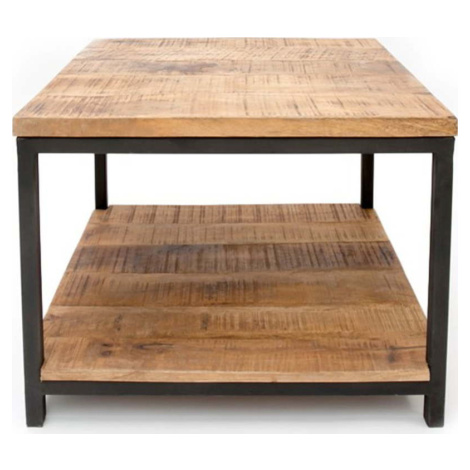 Černý konferenční stolek s deskou z mangového dřeva LABEL51 Vintage, 80 x 80 cm