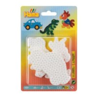 Podložka na zažehlovací korálky Hama MIDI auto,papoušek,dinosaurus plast 3ks na kartě 12x18x3cm