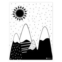 Obraz na zeď - černobílé kopce se sluncem