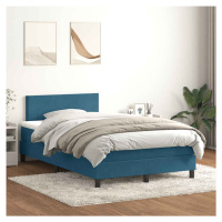 vidaXL Box spring postel s matrací tmavě modrá 120x210 cm samet