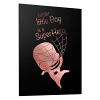 Černý dětský plakát se zrcadlovou grafikou růžového Spidermana