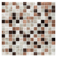 Skleněná mozaika Premium Mosaic hnědá 33x33 cm lesk MOSJ20MIXBR